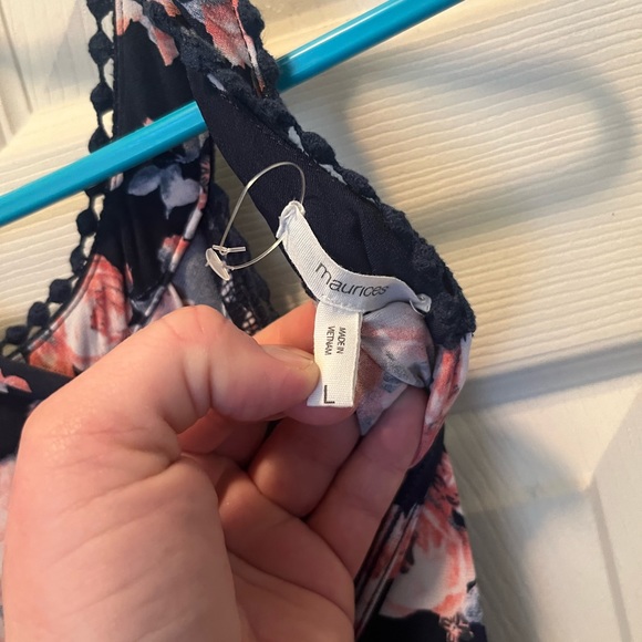 Maurice’s womens large navy sleeveless floral shorts romper back tie - Picture 5 of 6